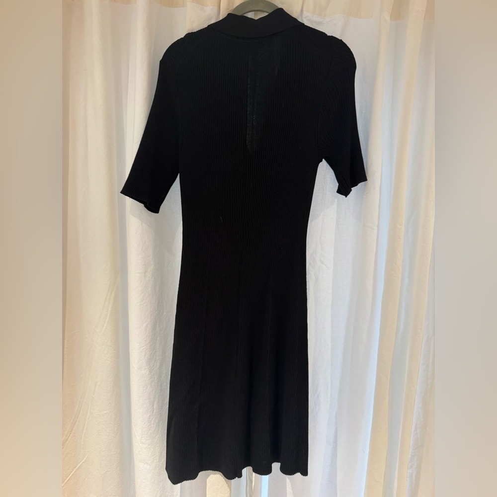 Everlane Black Ribbed Short-Sleeve Midi Dress